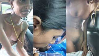 Skinny Telugu Girl Giving a Blowjob in Car Sex